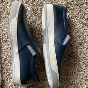 A.Testoni Men’s Blue Calf Leather Glove Sneakers